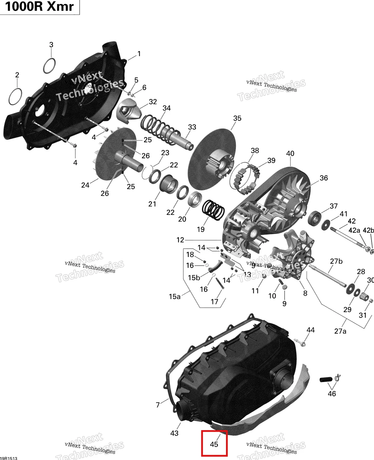 Деталь 715900388 на схеме узла 2015 Can-Am MAVERICK 1000_XMR Transmission