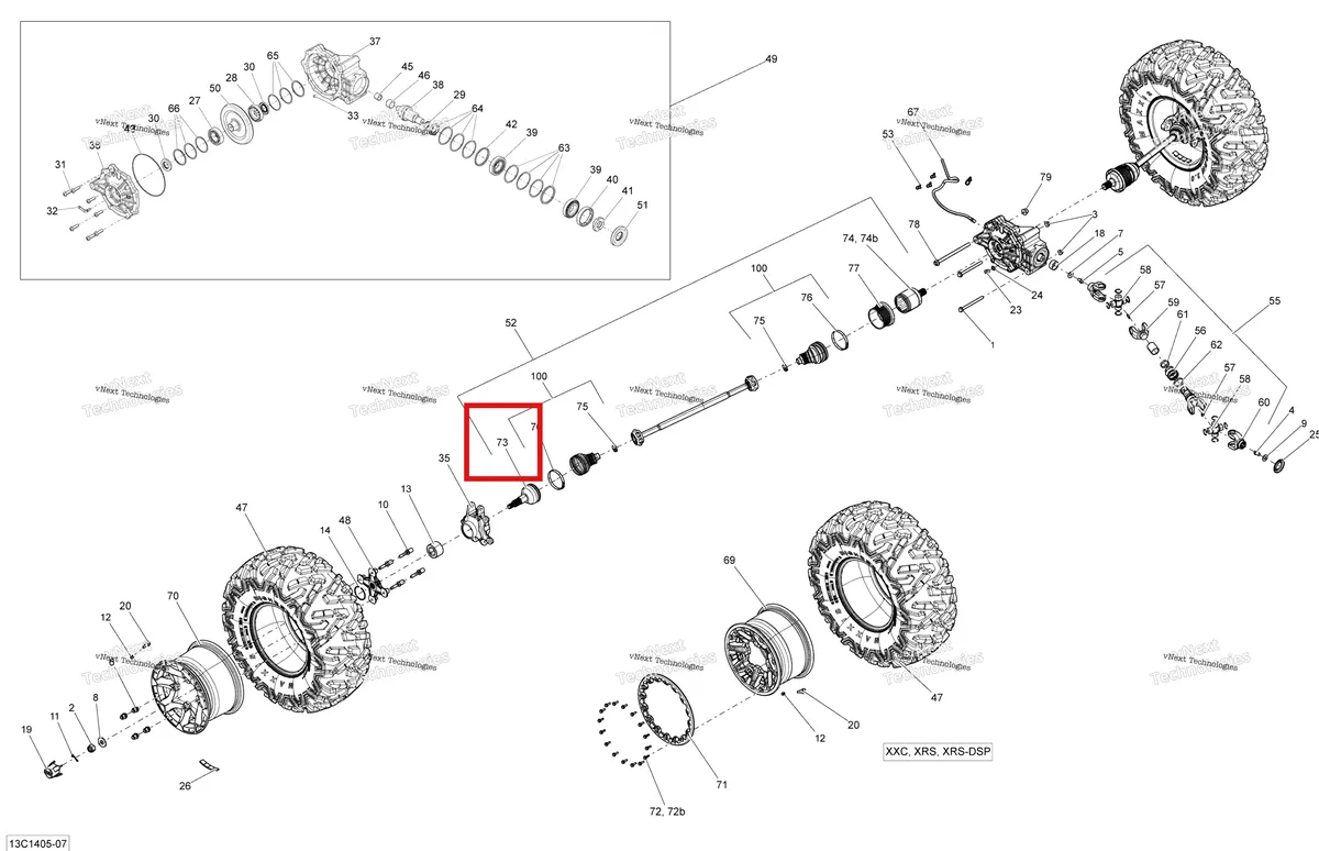 Деталь 715900393 на схеме узла 2014 Can-Am MAVERICK 1000, STD, XRS, XRS-DPS Drive System, Rear