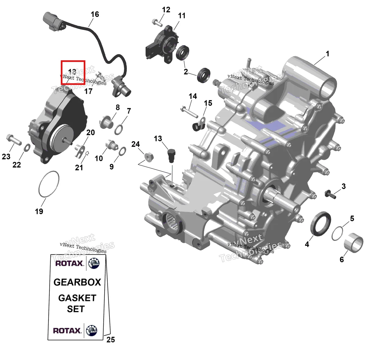 Деталь 715900613 на схеме узла 2026 Can-Am RENEGADE - 4X4 - XMR - 1000R EFI - 5UTA - Hyper Silver Rotax - Gearbox
