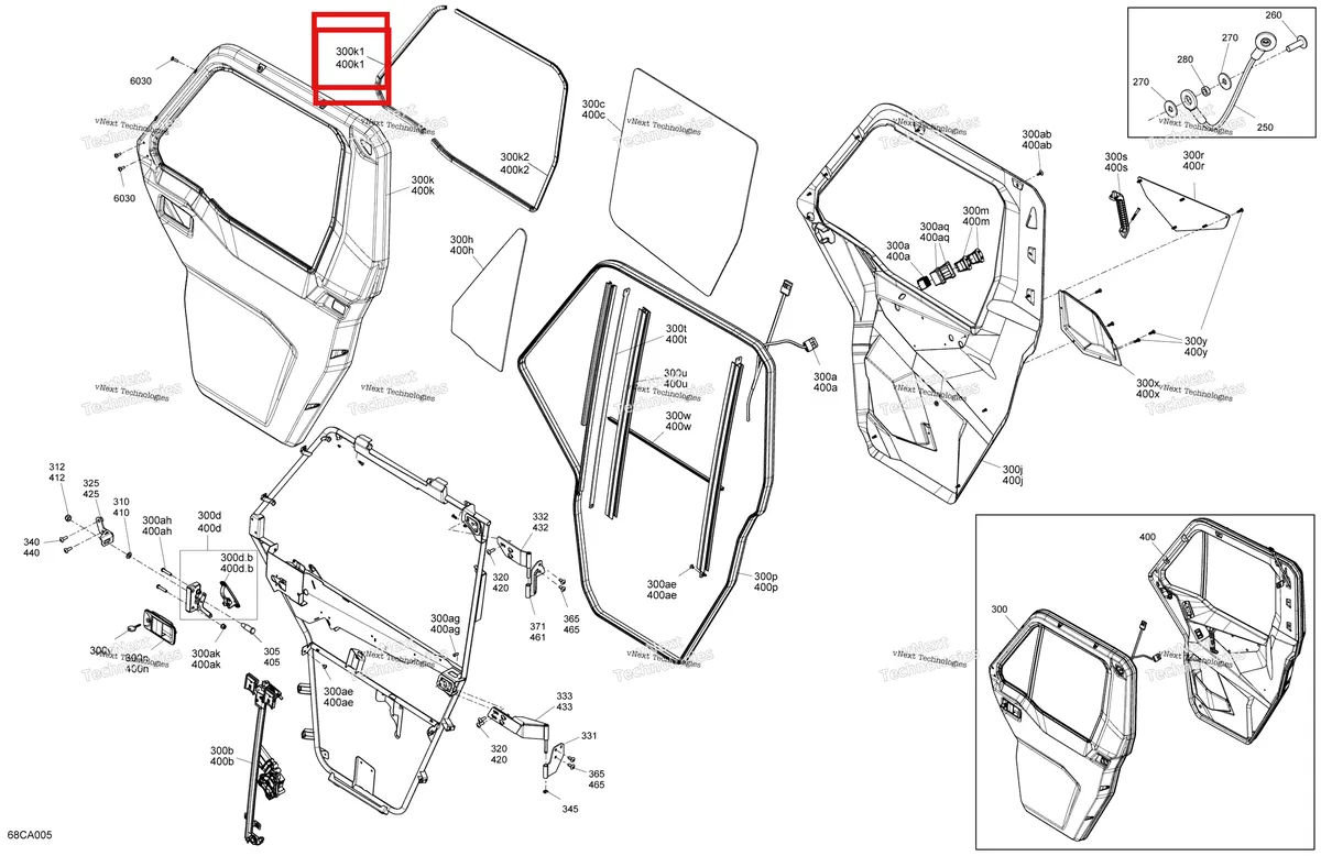 Деталь 715900702 на схеме узла 2021 Can-Am Defender MAX HD10 - LTD CAB Body - Doors - Front Section
