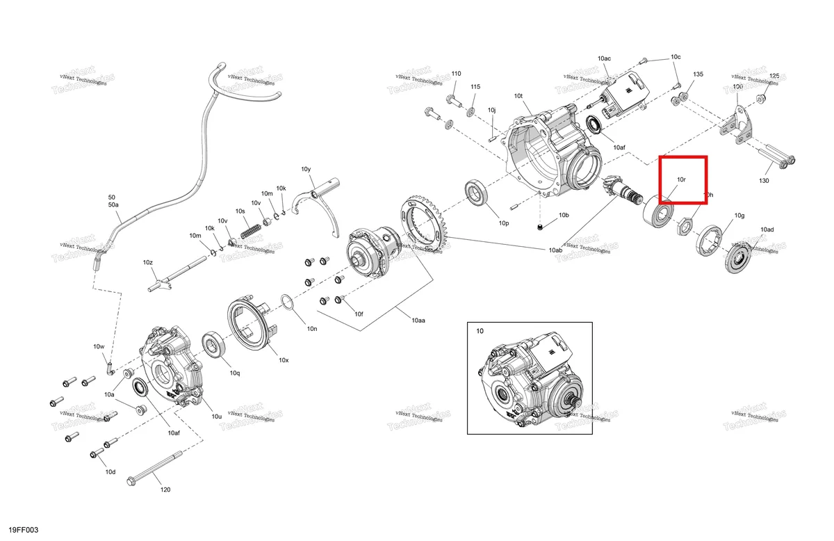 Деталь 715900721 (Шарикоподшипник Can-Am Outlander 4x4 XT 1000R (2025) (715900721)) на схеме узла 2026 Can-Am OUTLANDER - 4X4 - STD - 700 - 1CTC - Legion Red Drive - Front - Differential Parts