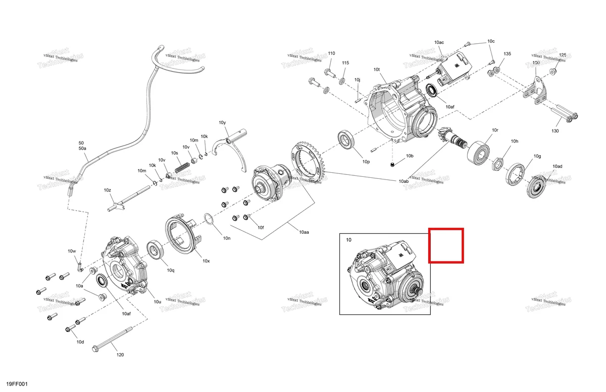 Деталь 715900727 (Disconnect вилка Can-Am Outlander 4x4 XT 1000R (2025) (715900727)) на схеме узла 2026 Can-Am OUTLANDER - 4X4 - DPS - 500 - 1BTA - CALI - Granite Grey Drive - Front - Differential Parts