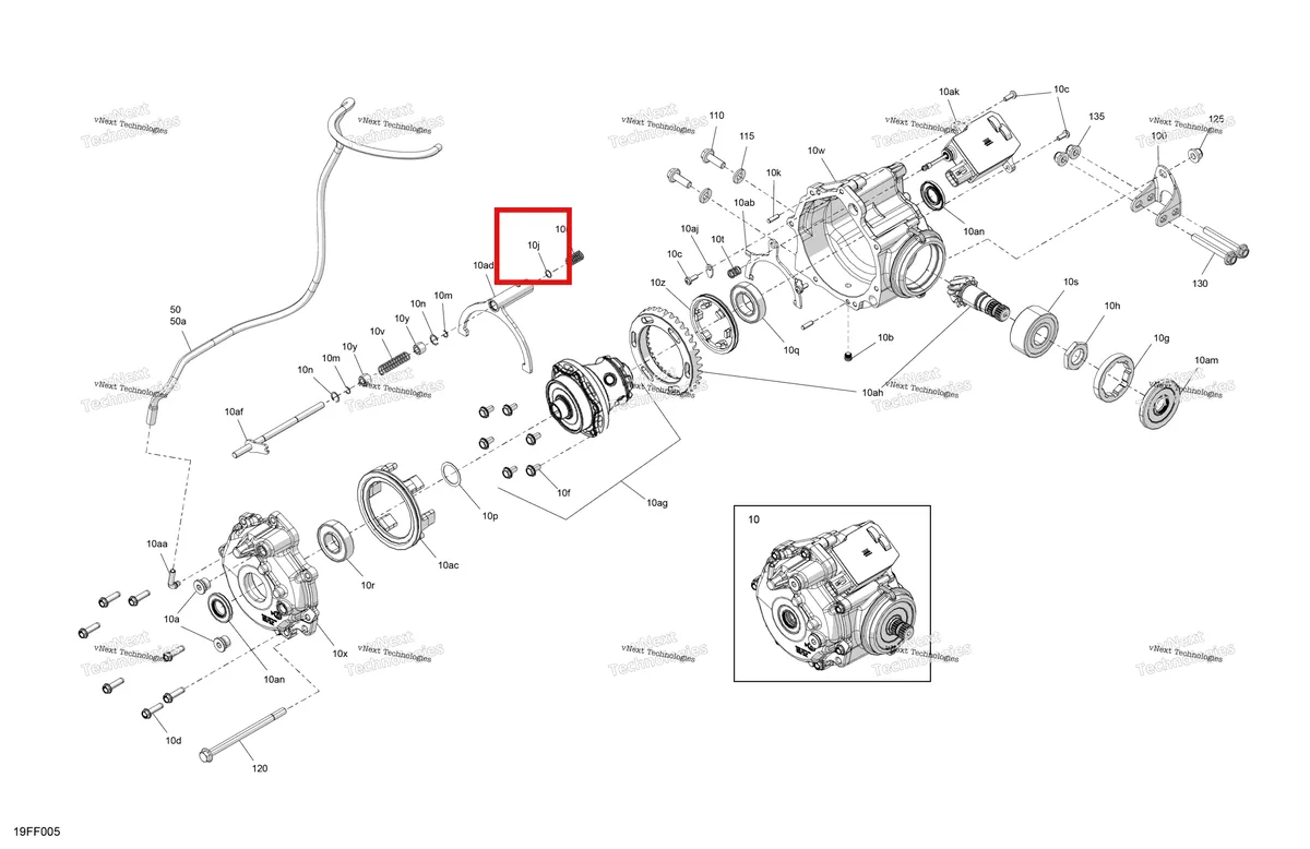 Деталь 715900801 (Упорный шайба Can-Am Outlander 4x4 XT 1000R (2025) (715900801)) на схеме узла 2026 Can-Am OUTLANDER - 4X4 - XMR - 700 - 1STA - Dark Wildland Camo Drive - Front - Differential Parts
