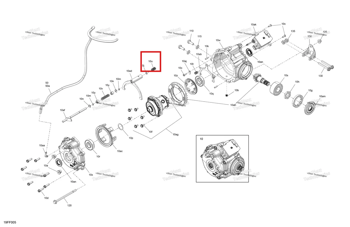 Деталь 715900803 (Locker пружина Can-Am Outlander 4x4 XT 1000R (2025) (715900803)) на схеме узла 2026 Can-Am OUTLANDER - 4X4 - XMR - 700 - 1STA - Dark Wildland Camo Drive - Front - Differential Parts