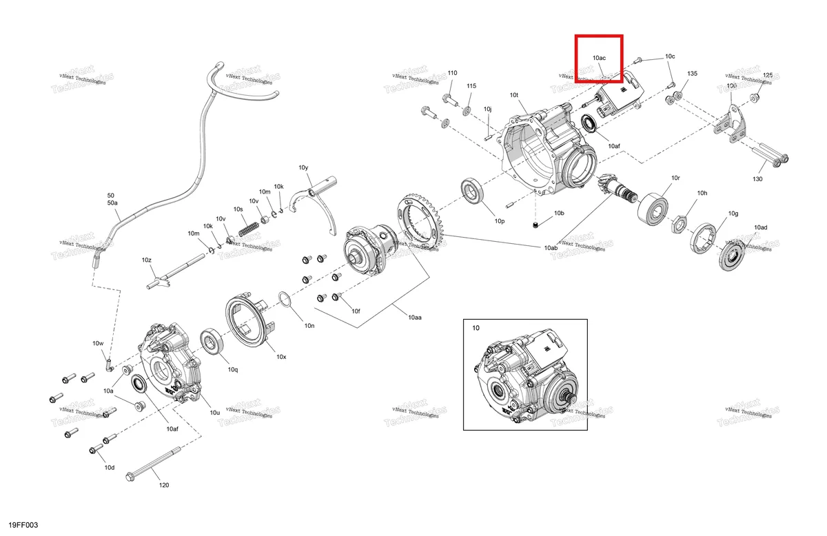 Деталь 715900953 (Привод Can-Am Outlander 4x4 DPS 700 (2025) (715900953)) на схеме узла 2026 Can-Am OUTLANDER - 4X4 - STD - 700 - 1CTC - Legion Red Drive - Front - Differential Parts