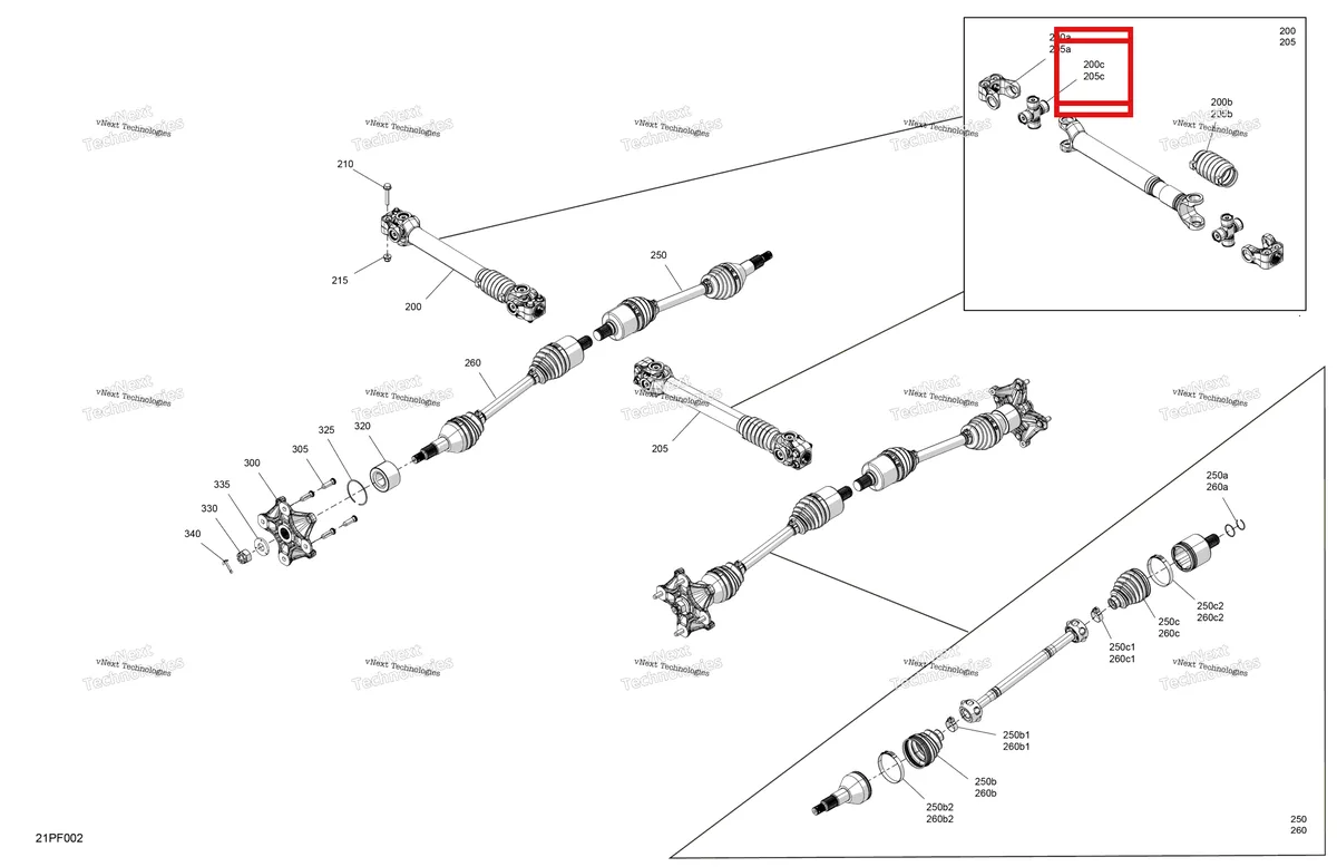 Деталь 715900976 (Universal Joint в сборе Can-Am Outlander 4x4 XT 1000R (2025) (715900976)) на схеме узла 2026 Can-Am OUT-MAX - 6X6 - DPS - 700 EFI - 2FTB - Granite Grey Drive - Rear - Common Parts