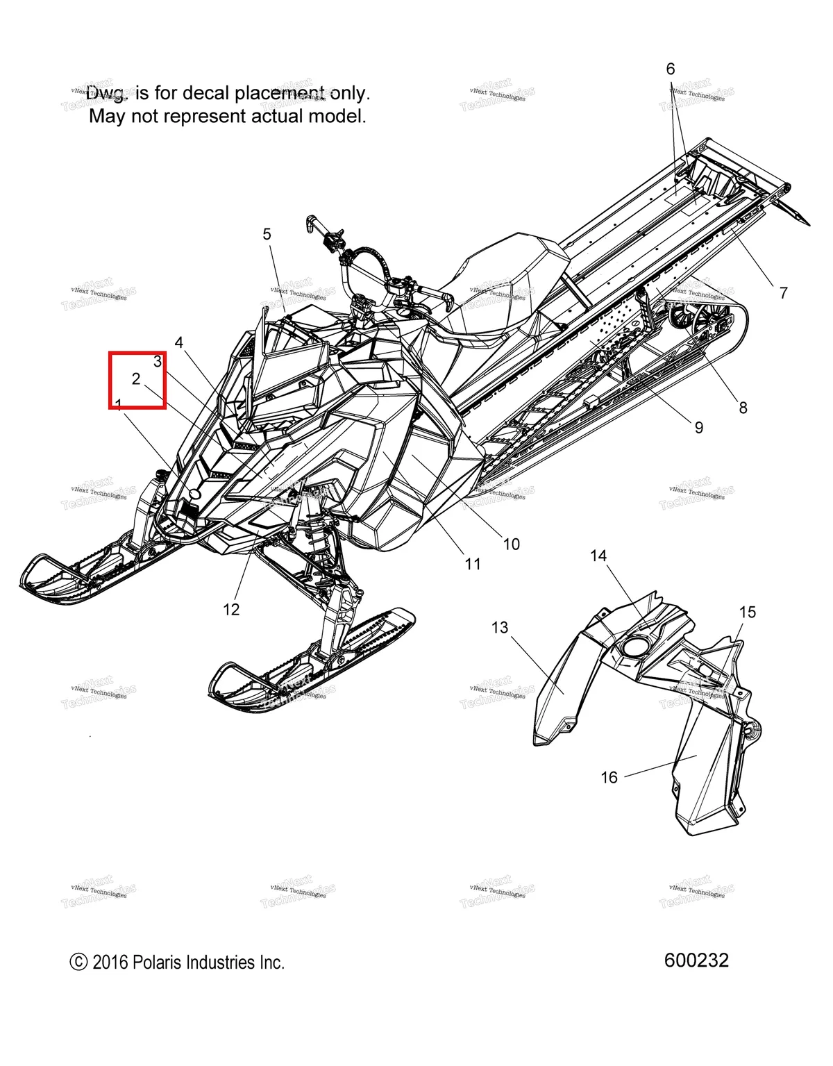 Деталь 7183324 (Наклейка боковая панель POLARIS правый Polaris 800 AXYS Pro RMK LE 155 (2017) (7183324)) на схеме узла Body, Decal S17efk8psa/Psl