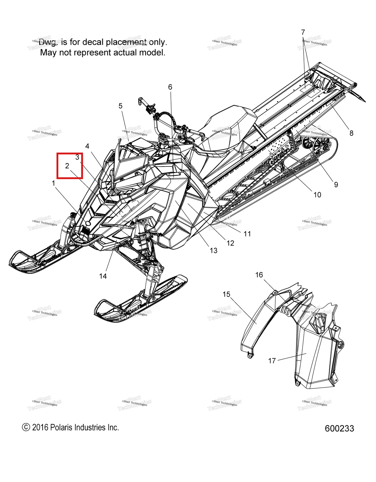 Деталь 7183534 (Наклейка боковая панель POLARIS правый красный оранжевый чёрный / синий боковая панель Polaris 800 AXYS Pro RMK LE 155 (2017) (7183534)) на схеме узла Body, Decal, Snow Check Red, Blue, Orange, Blk/Titanium