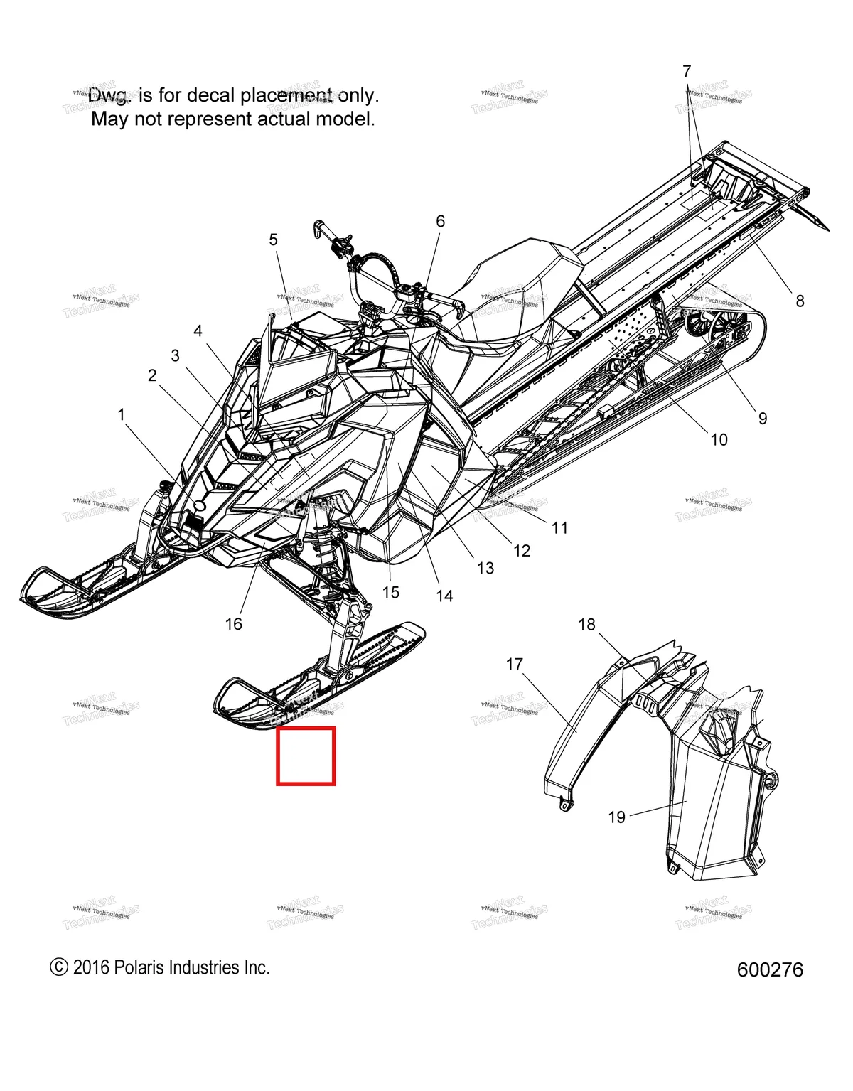 Деталь 7183668 (Наклейка боковая панель POLARIS правый TDS TITANIUM / лаймовый Polaris 800 AXYS Pro RMK LE 155 (2017) (7183668)) на схеме узла Body, Decal, Snow Check Tds, Titanium/Lime, Titanium/Orange S17efp8