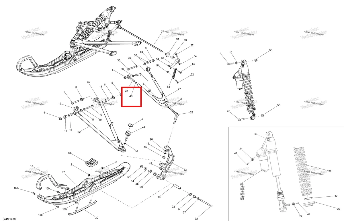 Деталь 732610019 (Контргайка М12) на схеме узла 2014 Ski-Doo MXZ X 600RS XS RS Front Suspension And Ski