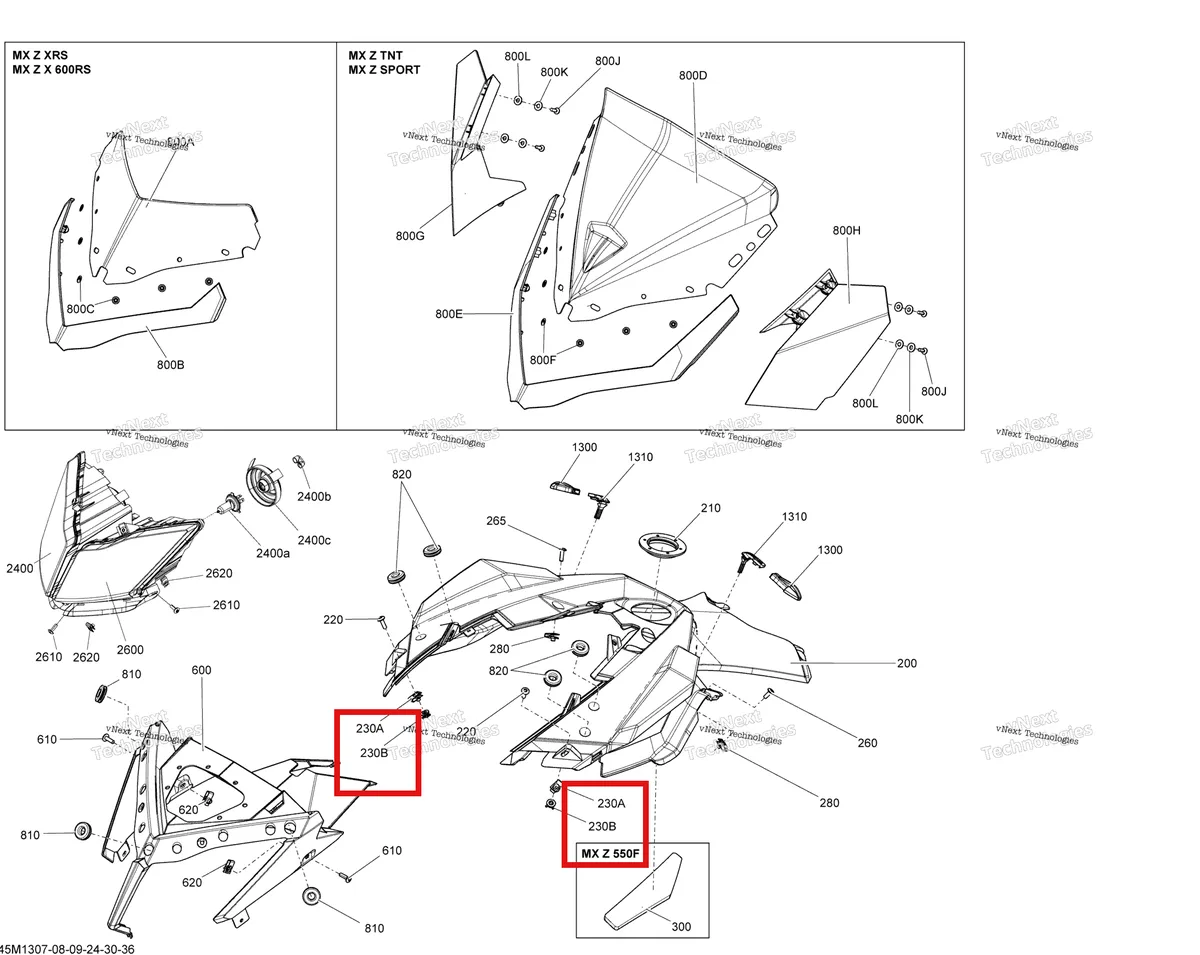 Деталь 732610057 (Деталь Jack Nut M6) на схеме узла 2013 Ski-Doo MXZ XRS 600HOE Windshield And Console