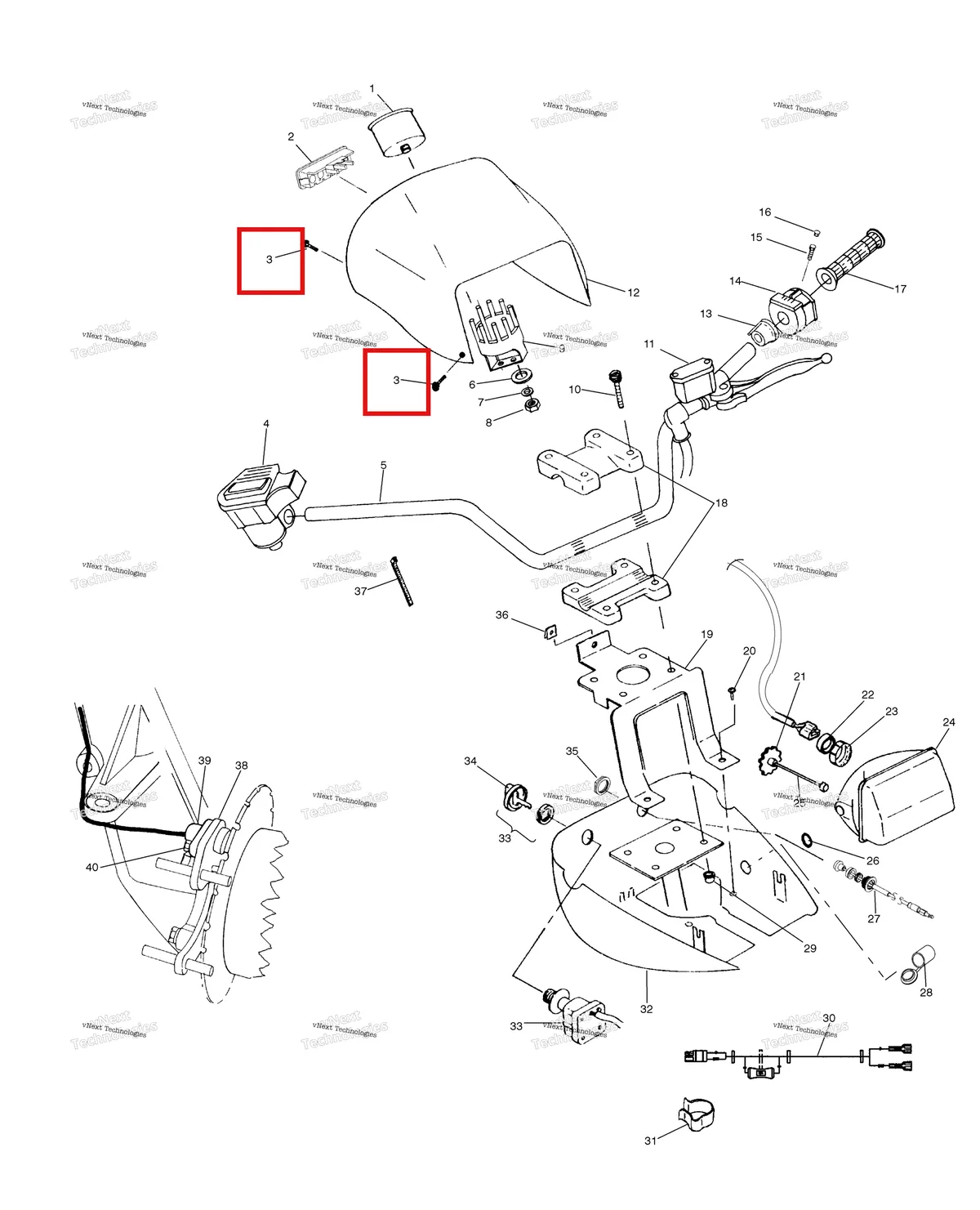 Деталь 7511881 на схеме узла Handlebar & Headlight Pod