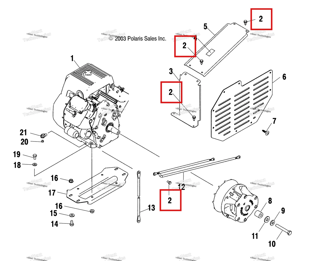 Деталь 7512232 (Болт Polaris Widetrak LX (2006) (7512232)) на схеме узла Engine Mounting C11rb63aa/Ab