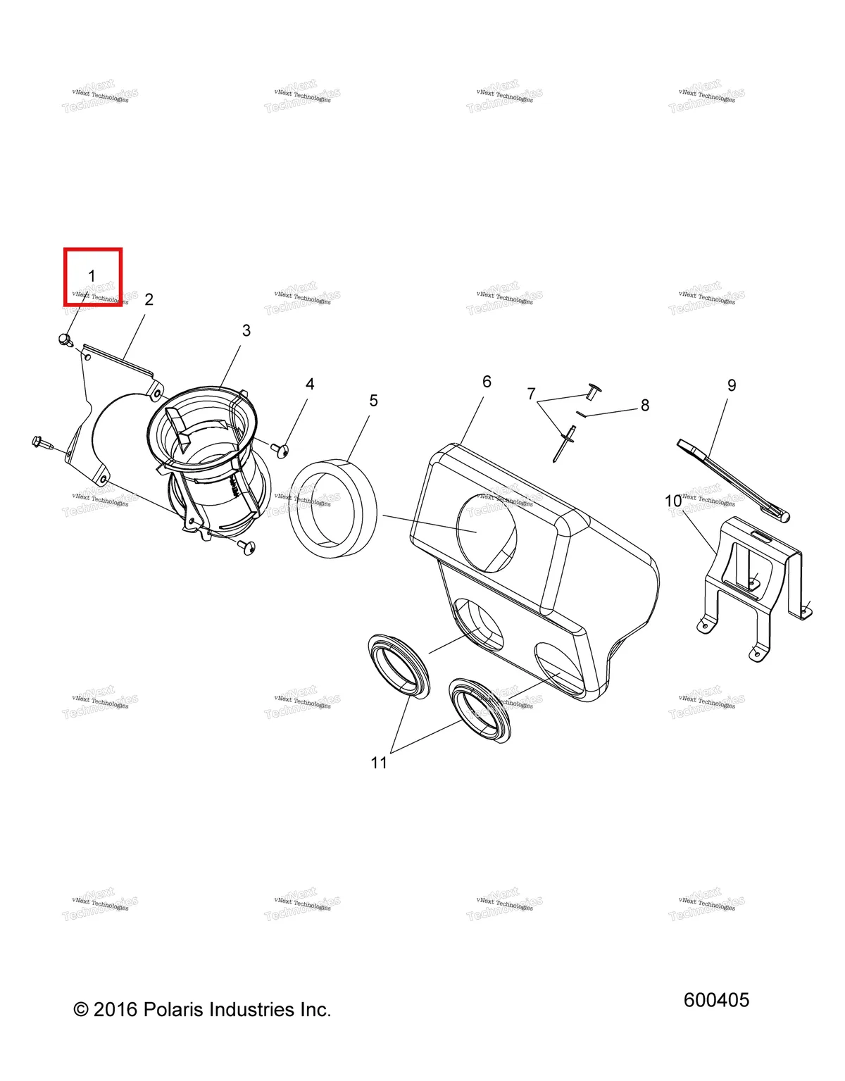 Деталь 7512253 (Винт Polaris Widetrak LX (2006) (7512253)) на схеме узла Engine, Air Intake System