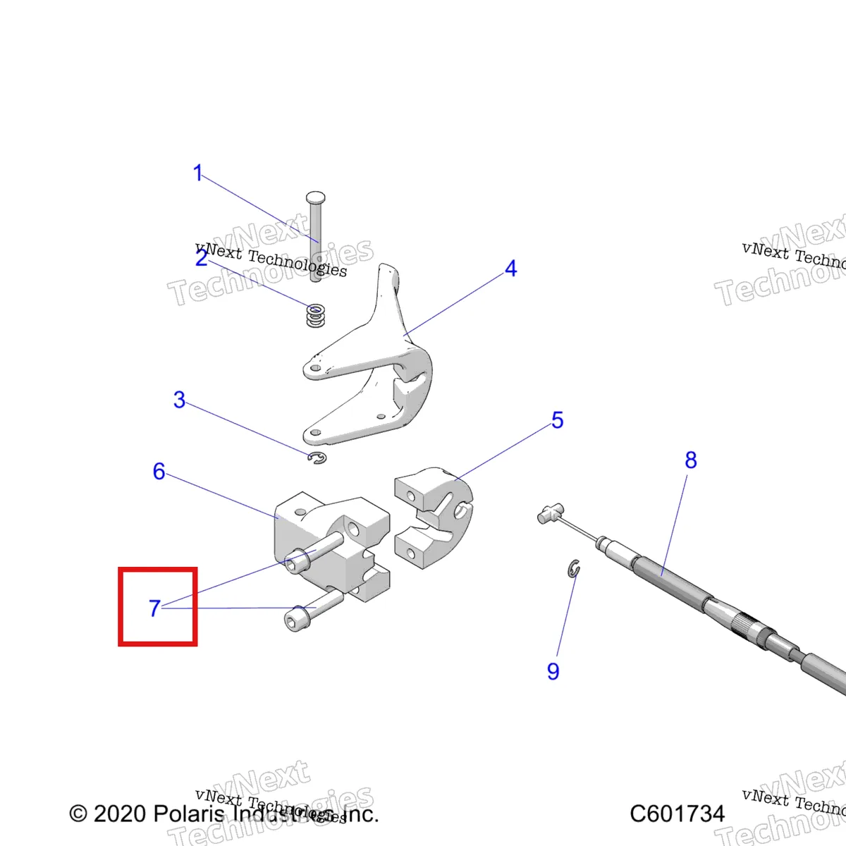 Деталь 7512290 (Болт гнездо головка Polaris Widetrak LX (2006) (7512290)) на схеме узла Engine, Throttle Asm