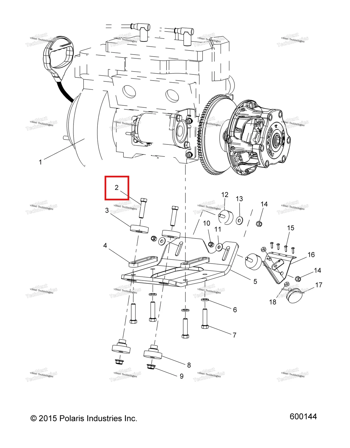 Деталь 7512530 (Винт Polaris Widetrak LX (2006) (7512530)) на схеме узла Engine, Mounting & Short Block