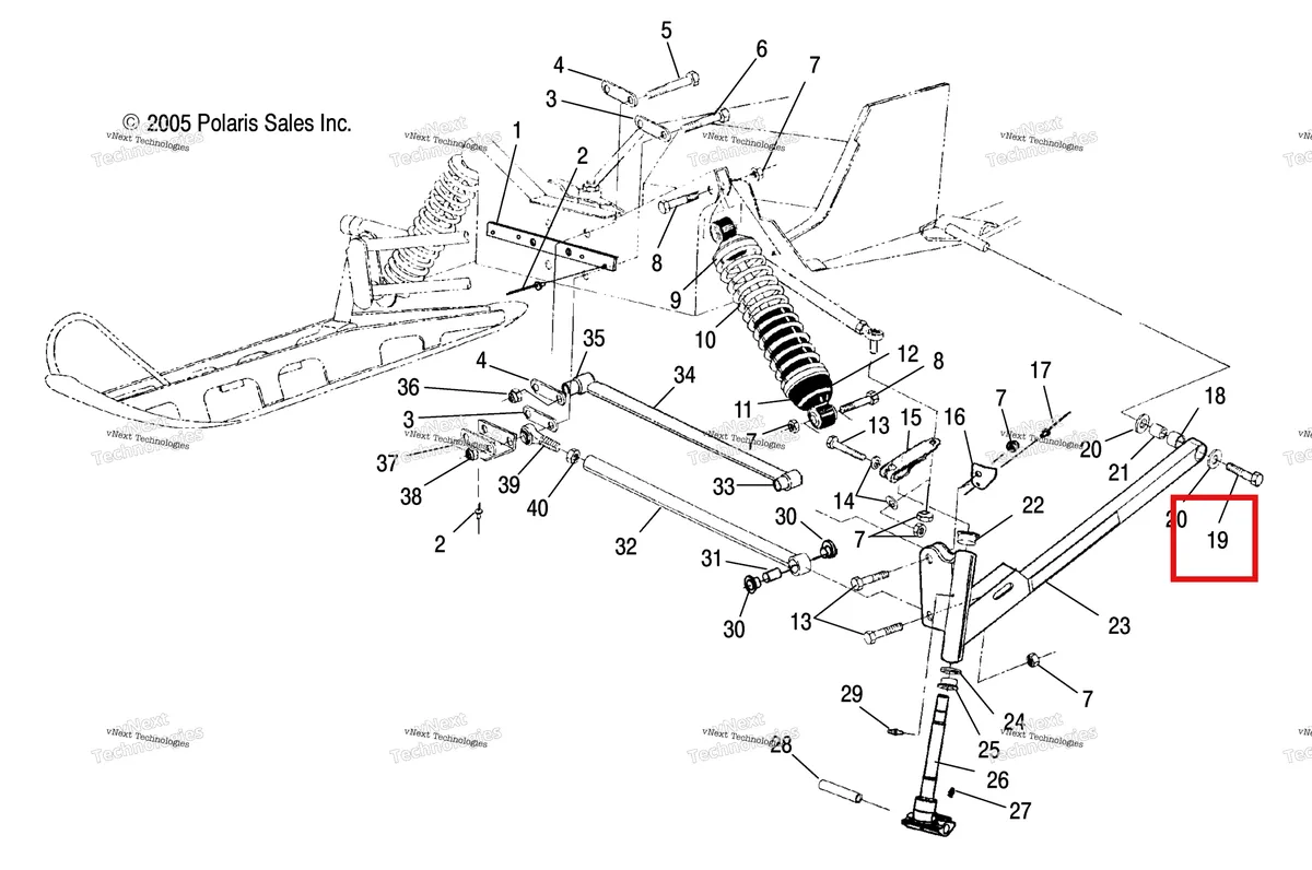 Деталь 7512557 (Болт Polaris Widetrak LX (2006) (7512557)) на схеме узла Suspension, Front