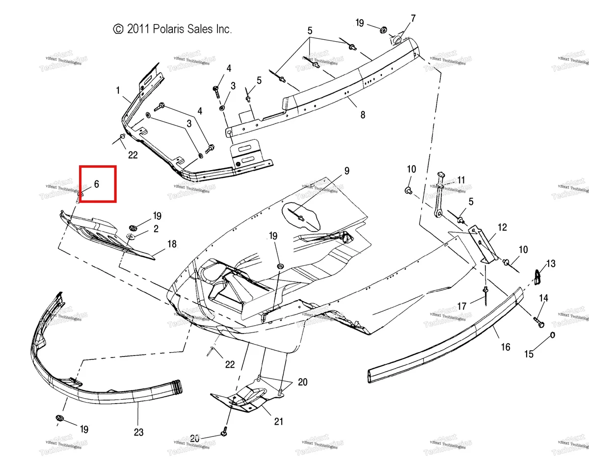 Деталь 7515175 (Болт комплект Polaris Widetrak LX (2006) (7515175)) на схеме узла Body, Nosepan Braces & Bumper