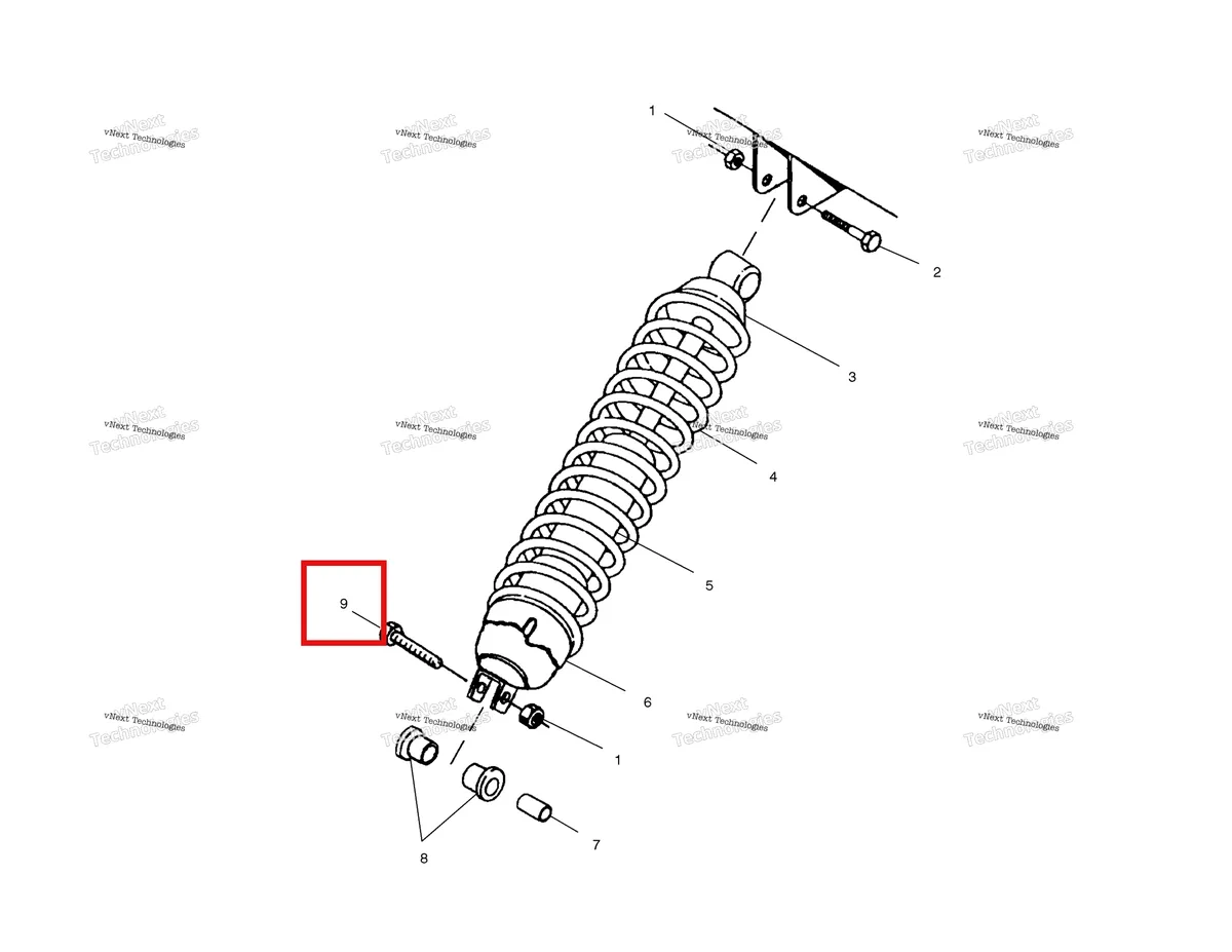 Деталь 7515438 (Болт Polaris Widetrak LX (2006) (7515438)) на схеме узла Shock Mounting