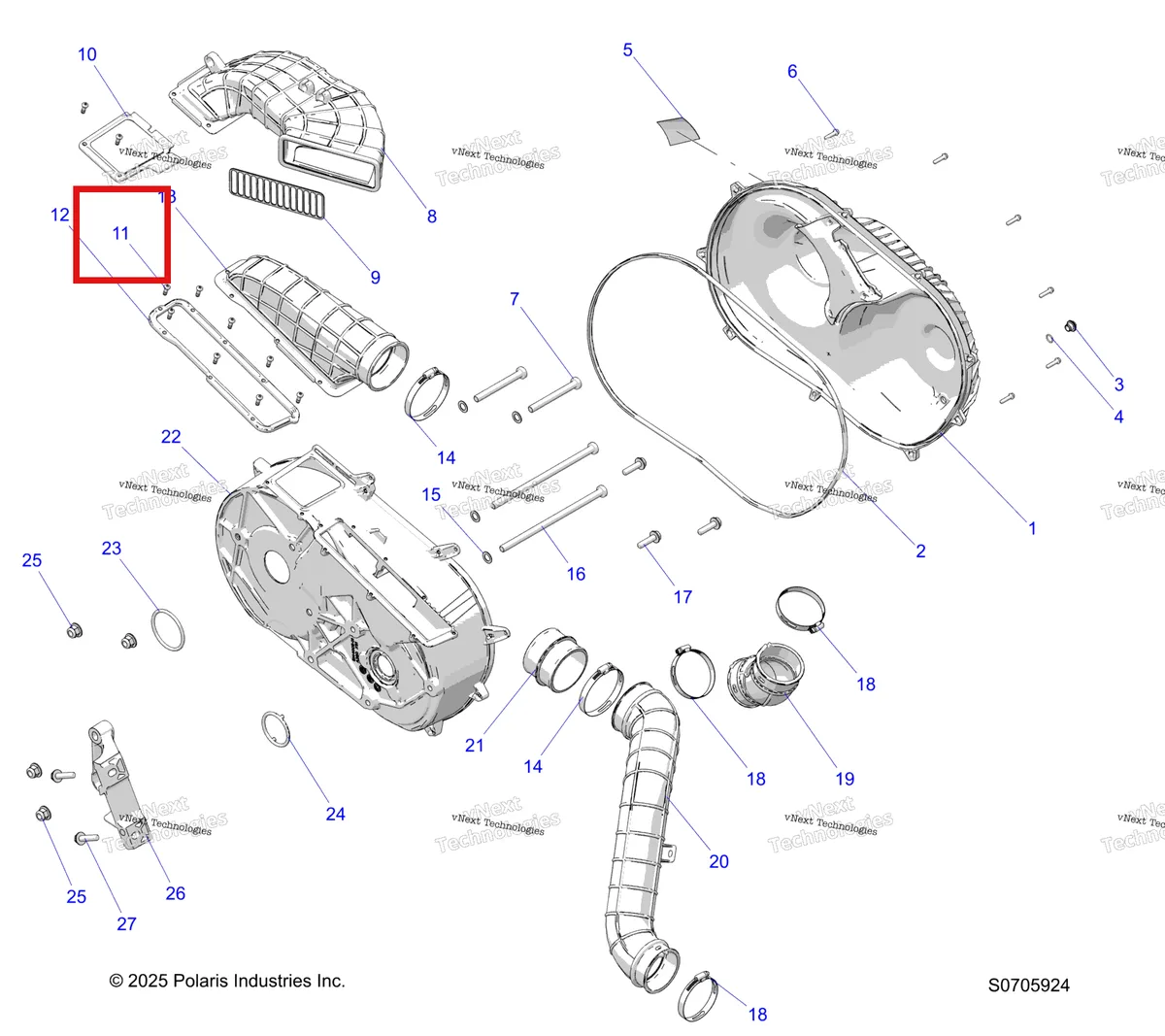 Деталь 7518616 на схеме узла Drive Train, Clutch Cover & Ducting