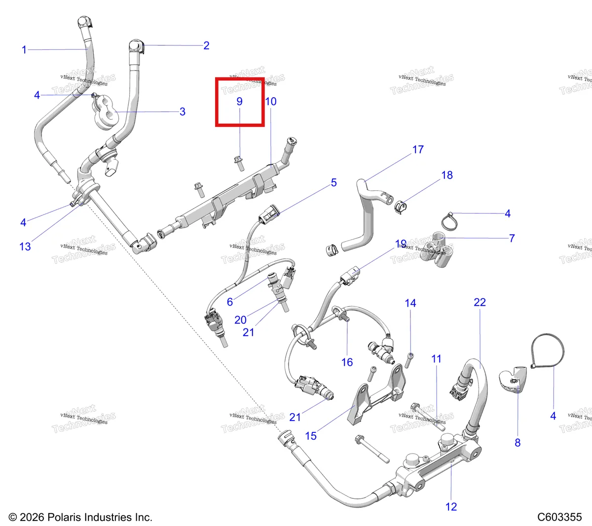 Деталь 7518637 на схеме узла Fuel System, Fuel Rail & Lines