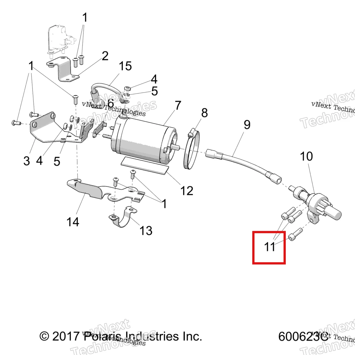 Деталь 7518699 (Винт M8 X1 25 X25 SHCS Y / D P 80 Polaris 800 AXYS Pro RMK LE 155 (2017) (7518699)) на схеме узла Engine, Starter Motor Elect. Start Option