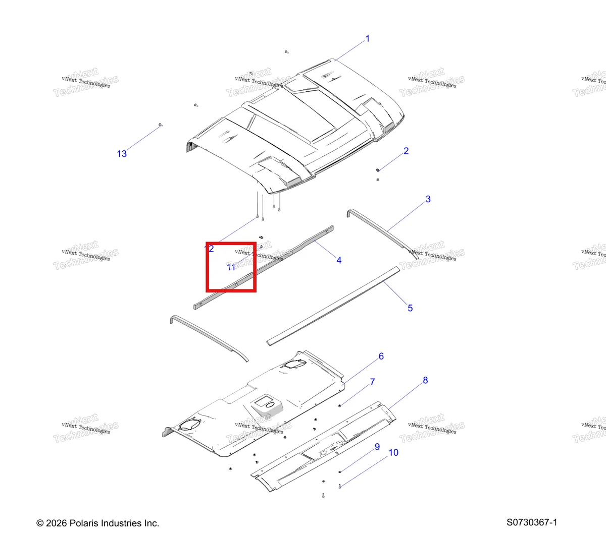 Деталь 7519092 на схеме узла Body, Roof