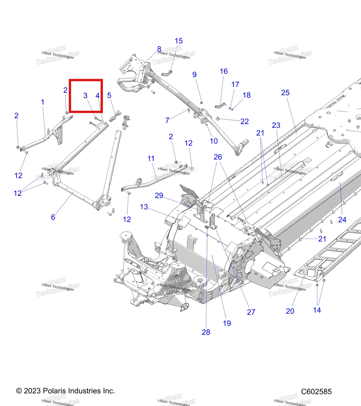 Деталь 7519967 (Винт шестигранный фланцевый M6 X1 X50 10.9 ZODP30 DP Polaris 800 AXYS Pro RMK LE 155 (2017) (7519967)) на схеме узла Chassis, Chassis Over Structure & Running Boards