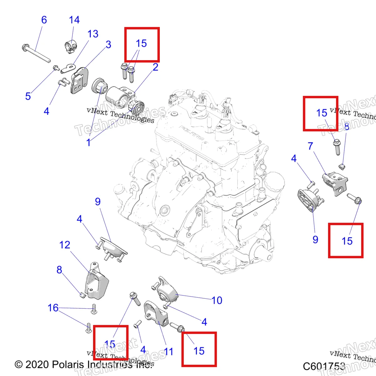 Деталь 7521007 на схеме узла Engine, Mounting & Long Block