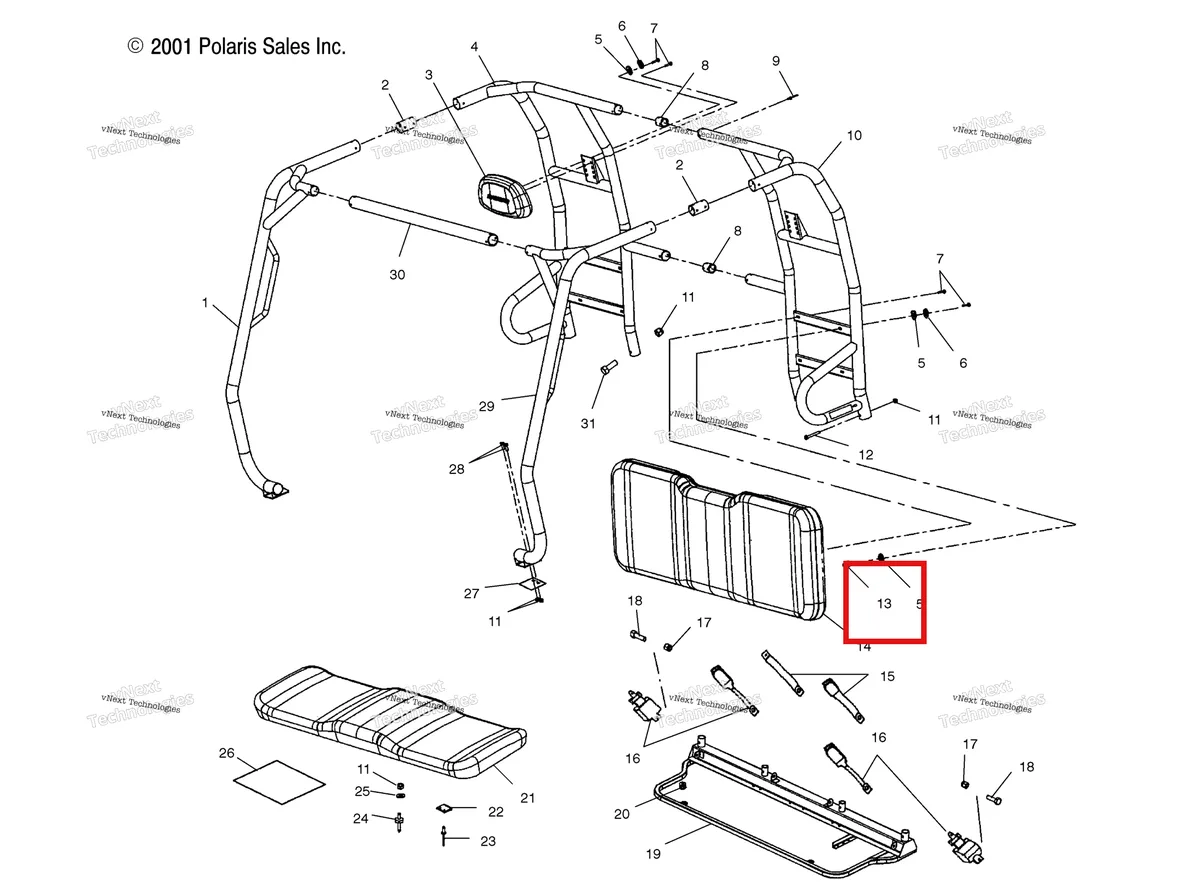 Деталь 7541923 (WELL гайка Polaris Widetrak LX (2006) (7541923)) на схеме узла Cab Frame