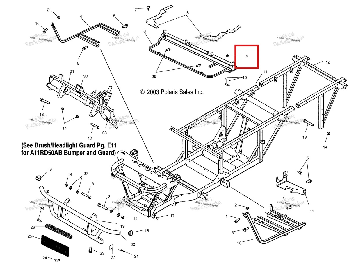 Деталь 7542451 (NYLOK гайка Polaris Widetrak LX (2006) (7542451)) на схеме узла Chassis/Body