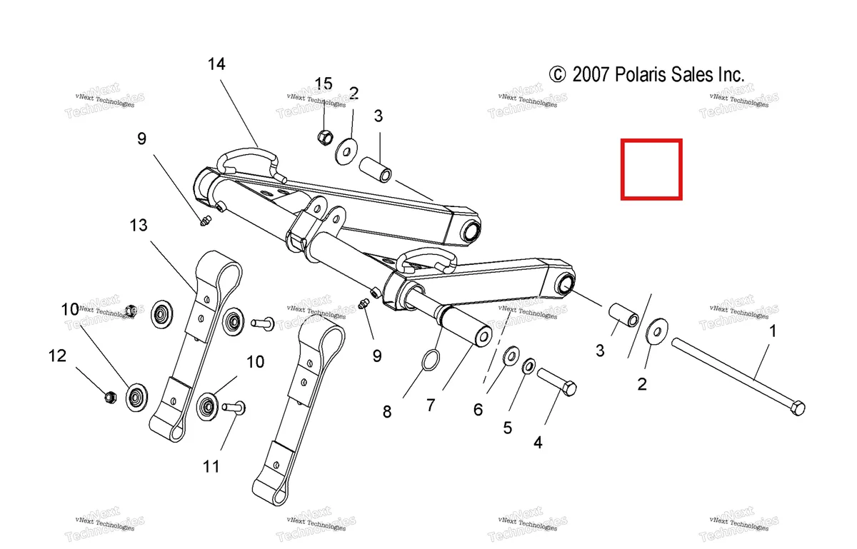 Деталь 7542503 (Гайка FLEXLOCK Polaris Widetrak LX (2006) (7542503)) на схеме узла Suspension, Torque Arm, Front All Options