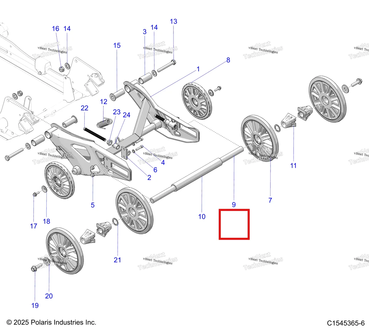 Деталь 7547017 (Гайка Polaris 800 AXYS Pro RMK LE 155 (2017) (7547017)) на схеме узла Suspension, Rear Extension