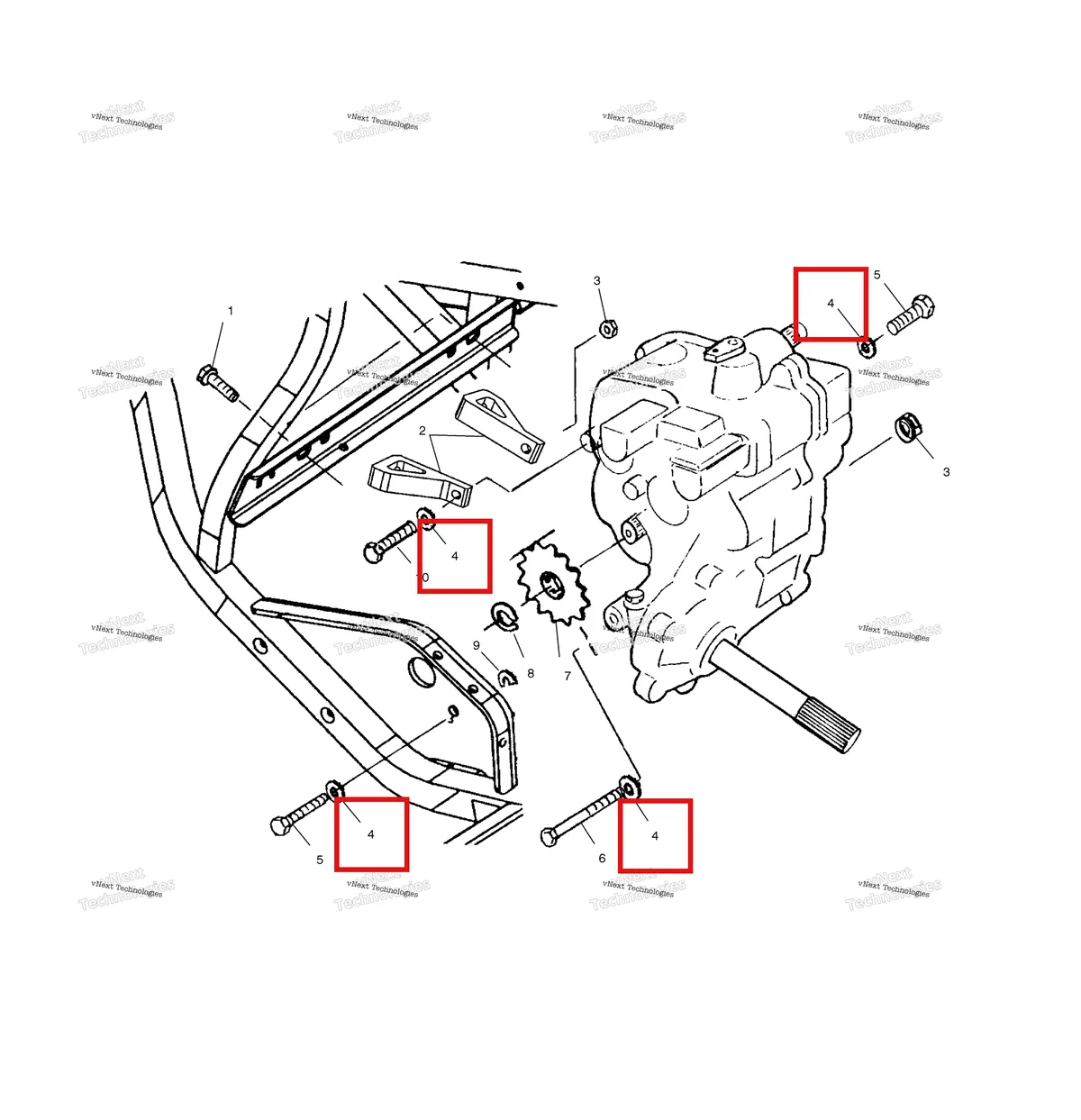 Деталь 7555806 на схеме узла Gearcase Mounting