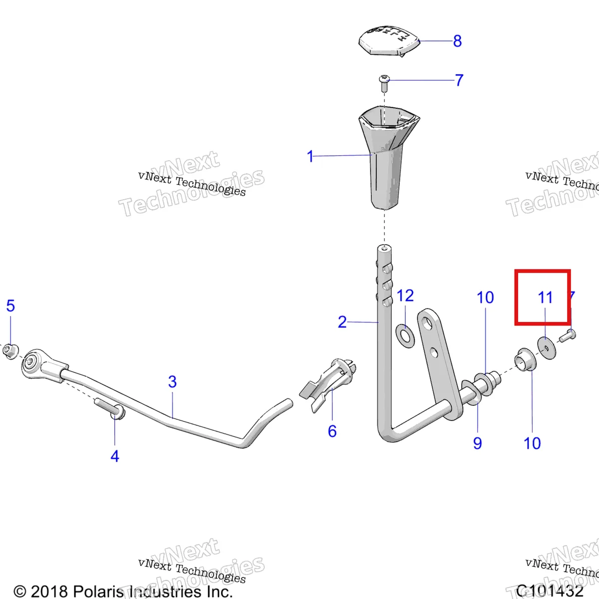 Деталь 7556044 (Шайба Polaris Widetrak LX (2006) (7556044)) на схеме узла Drive Train, Gear Selector