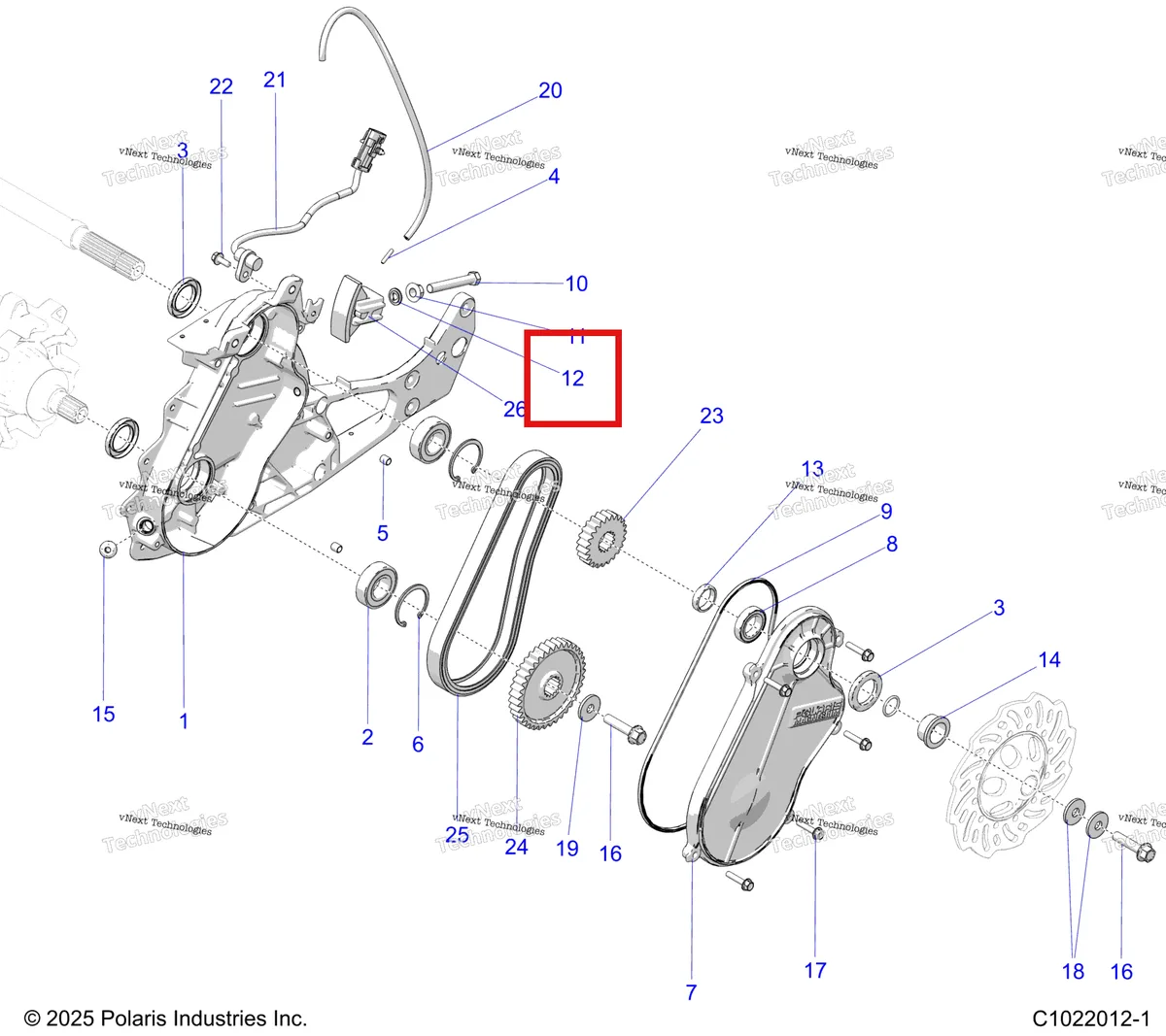 Деталь 7556340 (Шайба THREAD сальник 3/8 16 UNC Polaris 800 AXYS Pro RMK LE 155 (2017) (7556340)) на схеме узла Drive Train, Chaincase