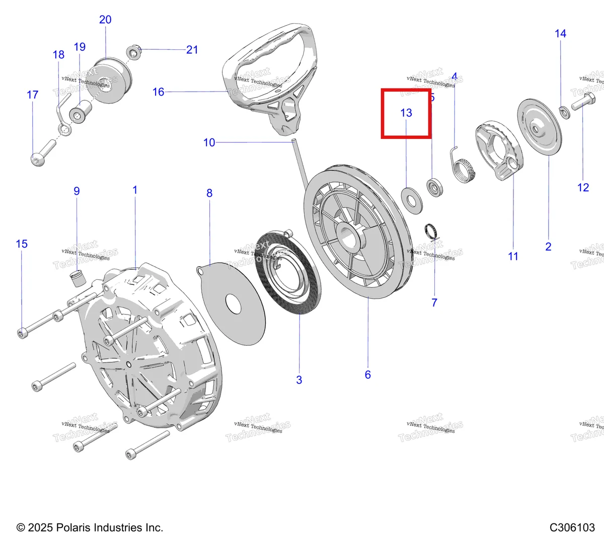 Деталь 7557025 на схеме узла Engine, Recoil Starter S27ajn8rs