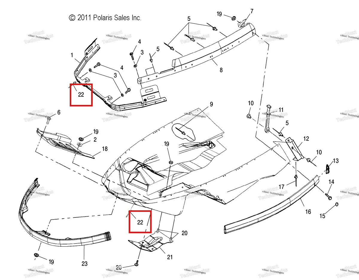 Деталь 7621463 (Заклёпка Polaris 800 AXYS Pro RMK LE 155 (2017) (7621463)) на схеме узла Body, Nosepan Braces & Bumper