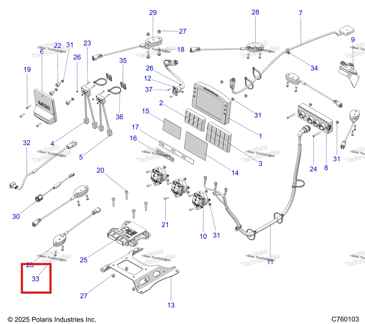 Деталь 7621476 (Заклёпка Polaris Widetrak LX (2006) (7621476)) на схеме узла Electrical, Components