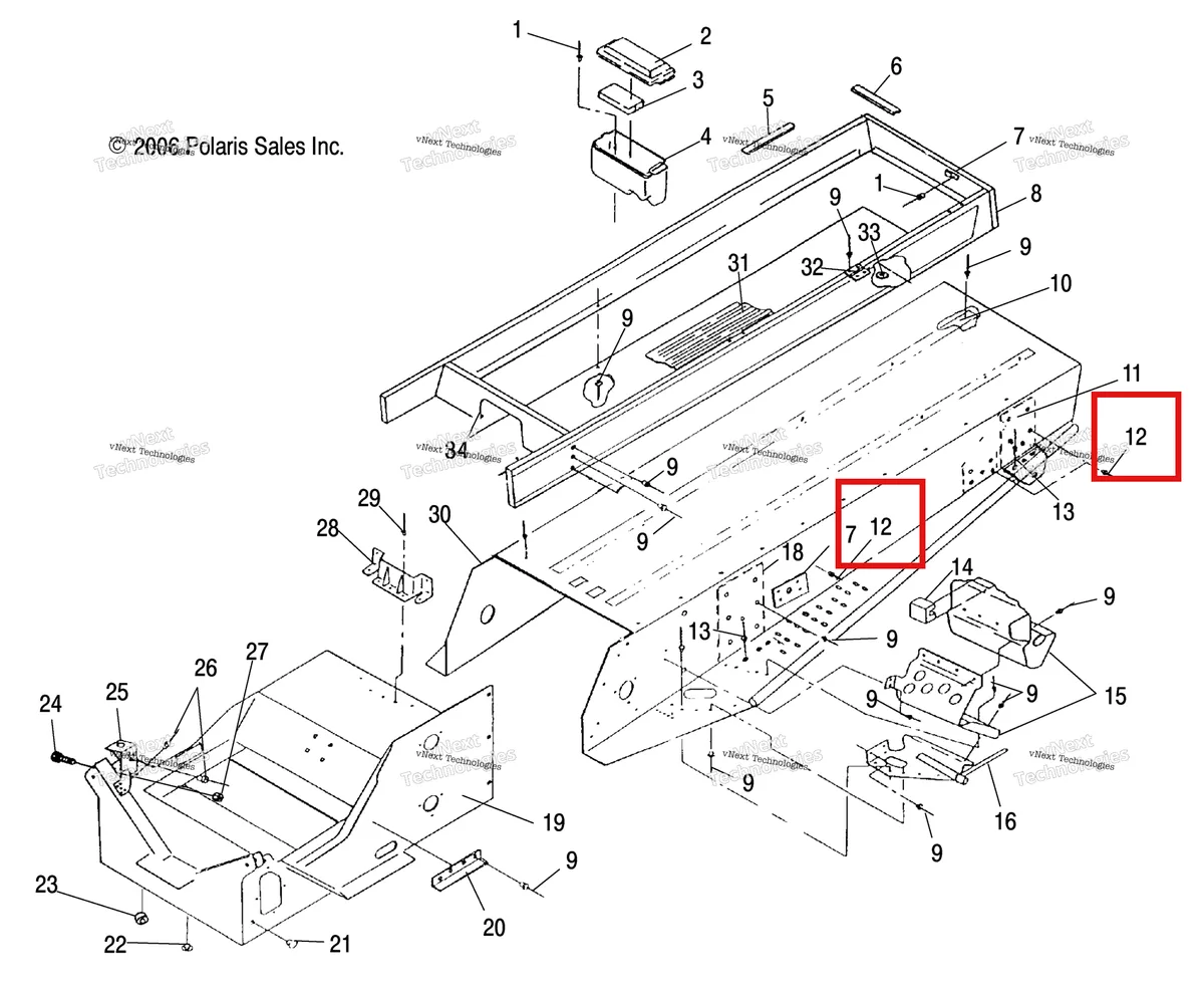 Деталь 7661837 (Заклёпка 50 Polaris Widetrak LX (2006) (7661837)) на схеме узла Tunnel