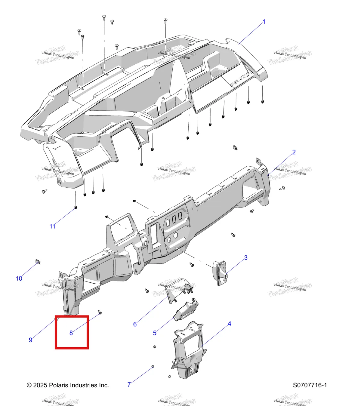 Деталь 7661855 на схеме узла Body, Dash