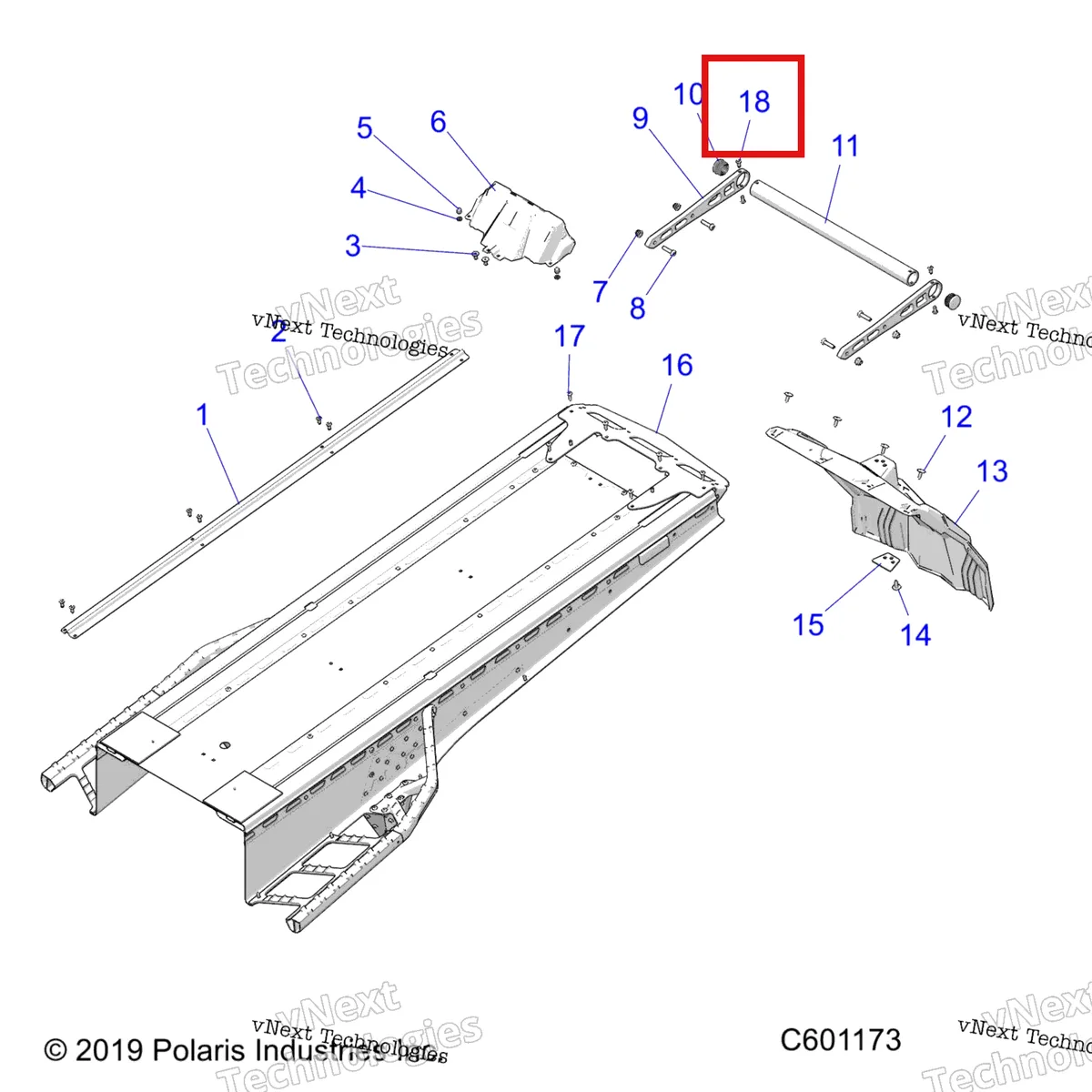 Деталь 7662252 (Заклёпка 3/16 × 412 CHERRY Q Z BK CARBON волокно бампер Polaris 800 AXYS Pro RMK LE 155 (2017) (7662252)) на схеме узла 2021 Polaris 850 AXYS PRO-RMK 155/155 3