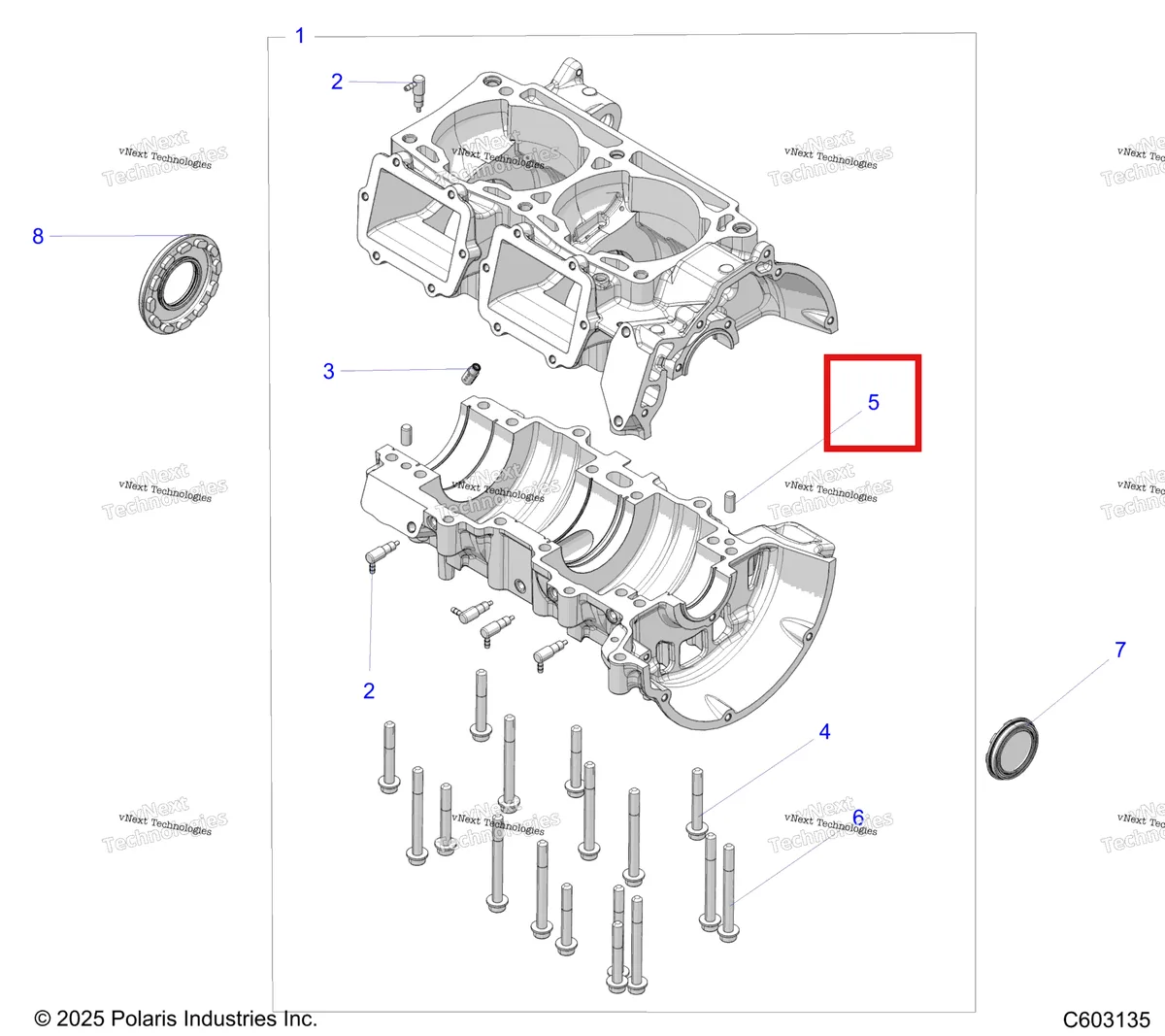 Деталь 7663001 на схеме узла Engine, Crankcase