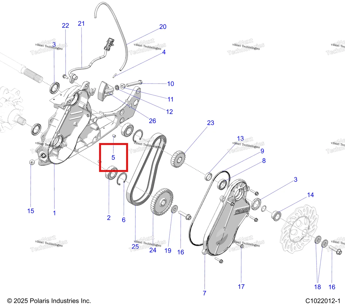 Деталь 7663007 (Штифт HOL M9 X10 10 Polaris 800 AXYS Pro RMK LE 155 (2017) (7663007)) на схеме узла Drive Train, Chaincase