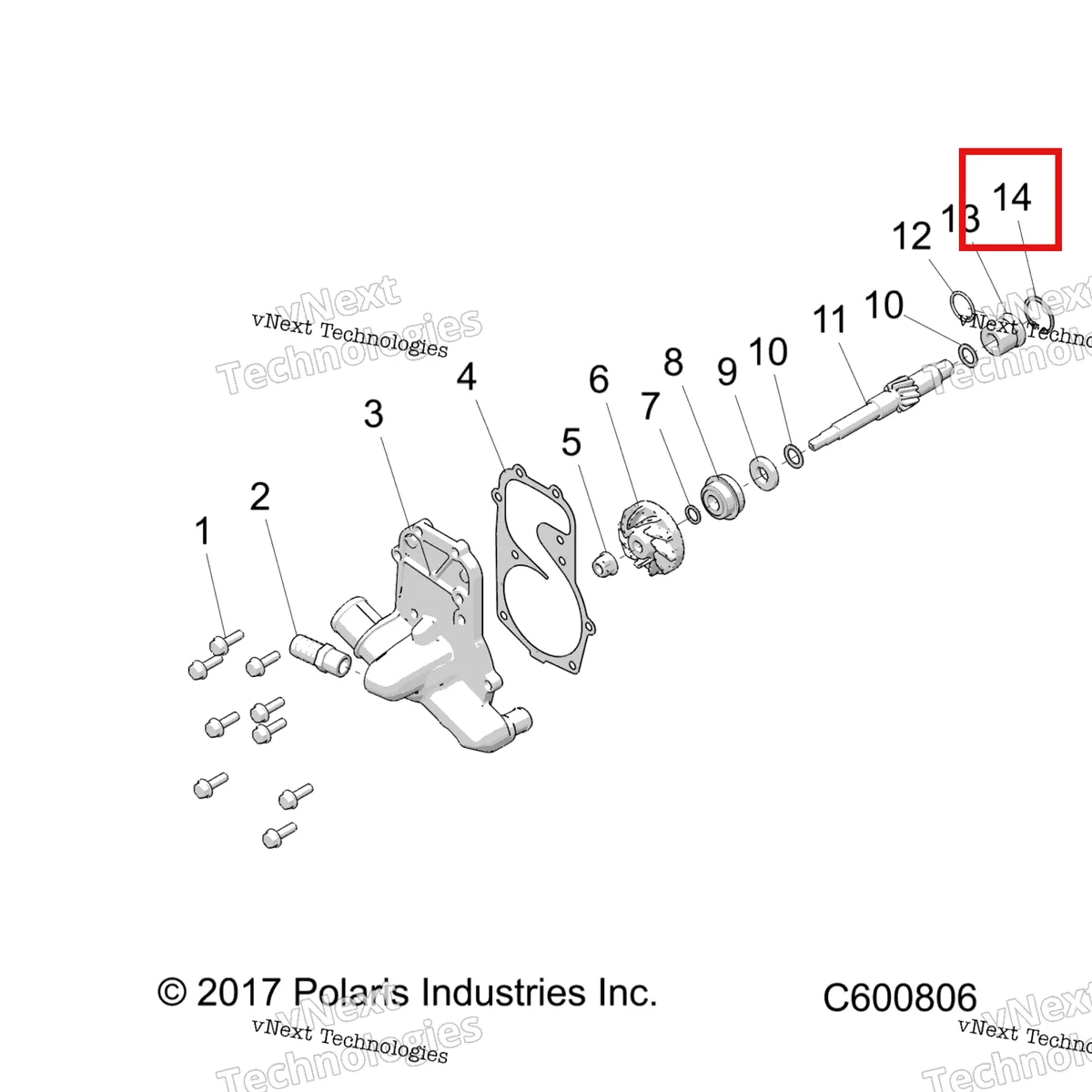Деталь 7710718 (Кольцо RETAINING 1.023 внутренний Polaris 800 AXYS Pro RMK LE 155 (2017) (7710718)) на схеме узла Engine, Water Pump