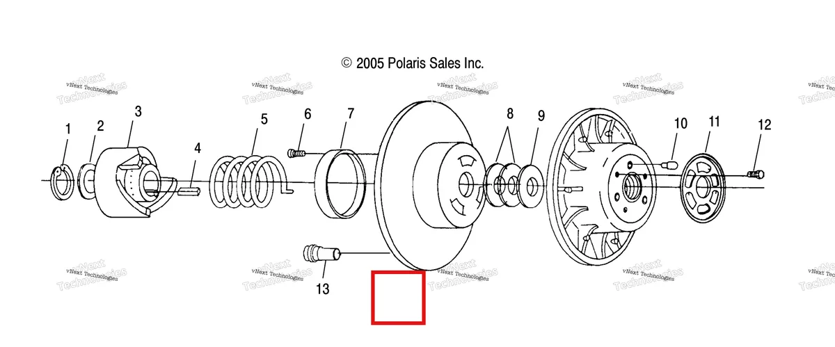 Деталь 7721133 (Discontinued Polaris Widetrak LX (2006) (7721133)) на схеме узла Driven Clutch