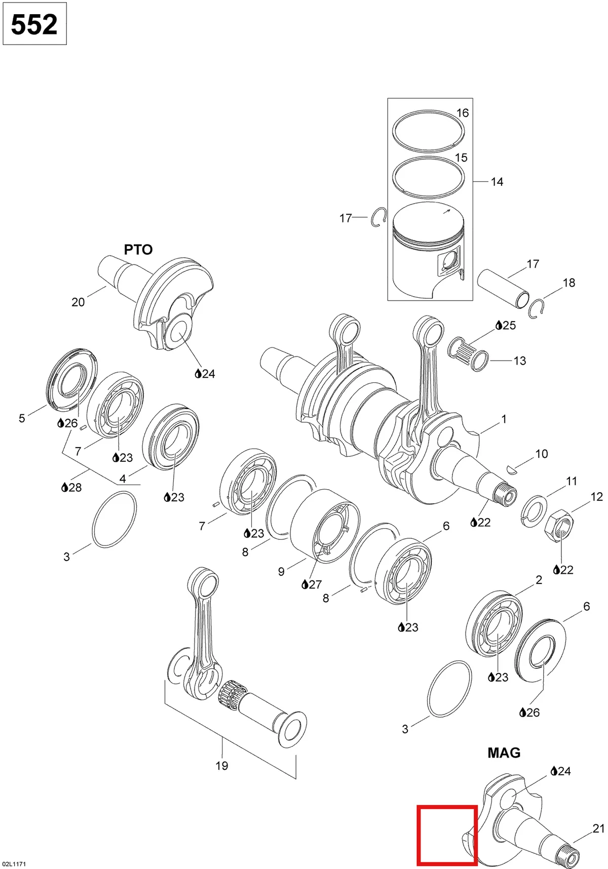 Деталь 779119 на схеме узла 01- Crankshaft 552