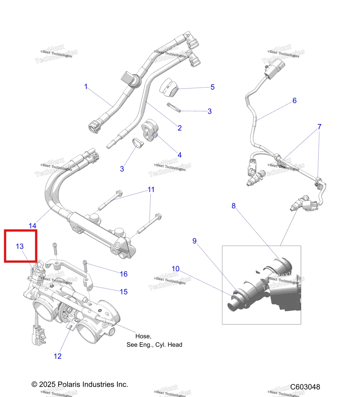 Деталь 8360243-08 на схеме узла Fuel System, Rail, Lines & Throttle Body