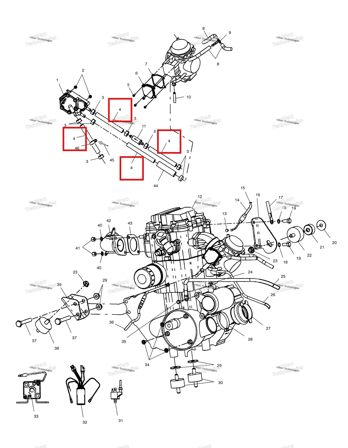 Деталь 8450040-600 (Топливная магистраль 600 см Polaris Widetrak LX (2006) (8450040-600)) на схеме узла Engine Mounting