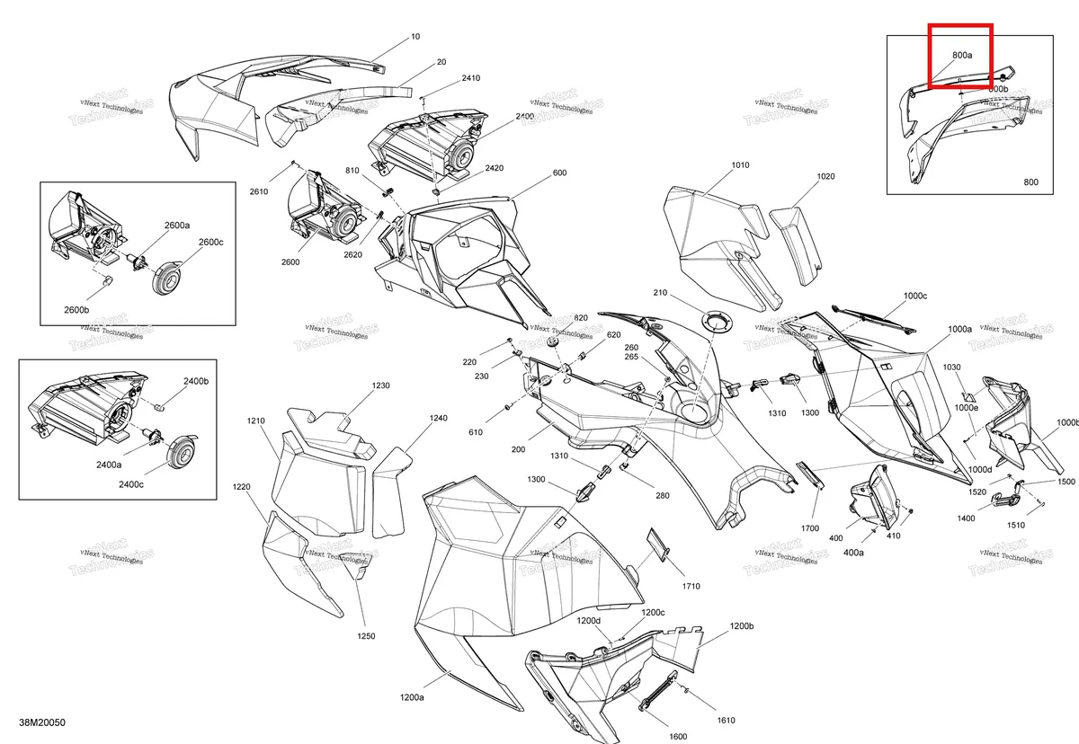 Деталь 860200089 (Суппорт) на схеме узла 2020 Ski-Doo SUMMIT 600 CARB Body - Hood Section